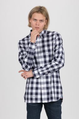 Tommy Hilfiger Košeľa - WCC SLIM MONOGRAM CHECK SHIRT tmavomodro-biela