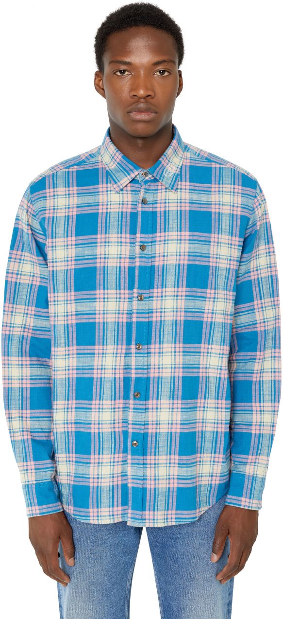 Diesel Košeľa - S-UMBE-CHECK-NW SHIRT modrá