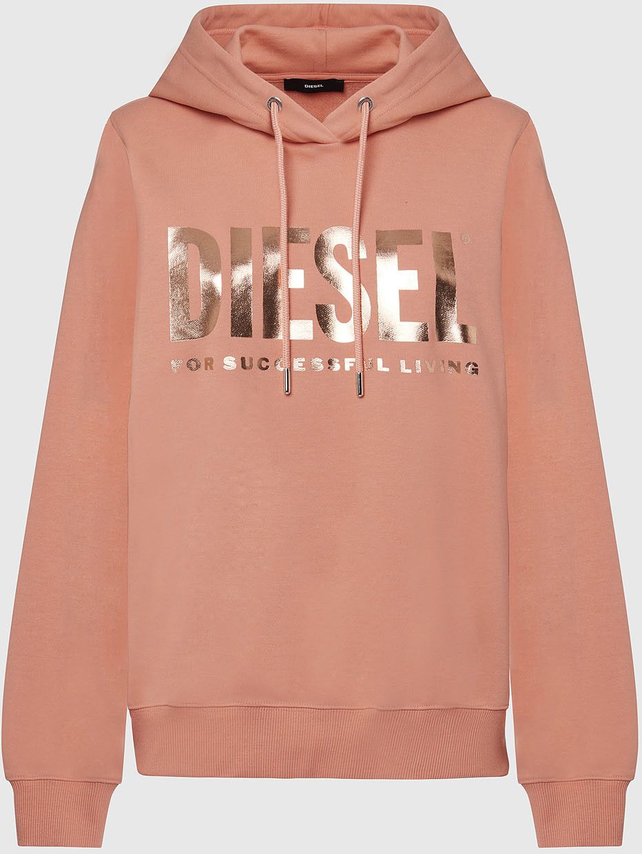Diesel Mikina - FANGHOODLOGO SWEATSHIRT ružová