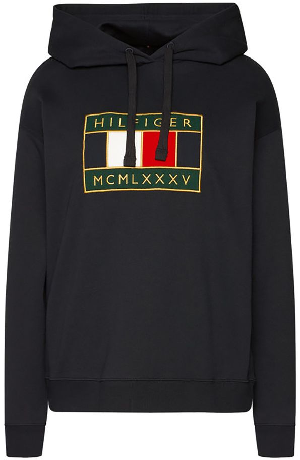 Tommy Hilfiger Mikina - RELAXED OCO FLAG HOODIE LS tmavěmodrá