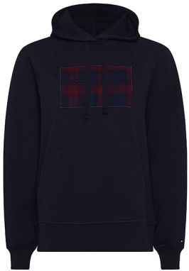Tommy Hilfiger Mikina - REGULAR CHECK HOODIE  LS tmavomodrá