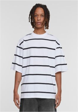 Men's striped T-shirt with oversized sleeves white/black