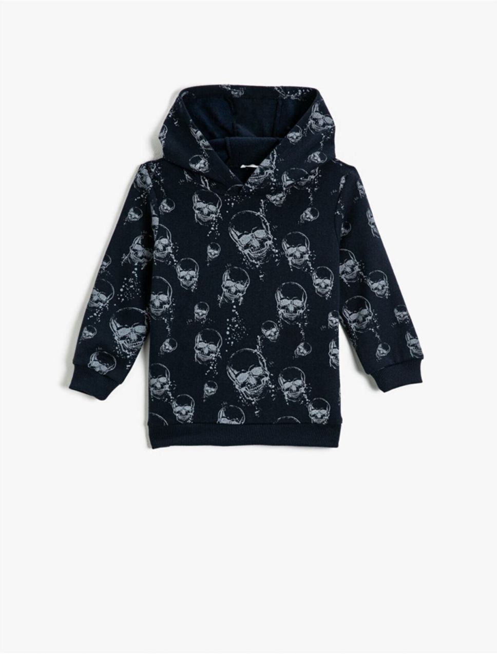 Koton Skull Printed Hooded Sweatshirt Cotton