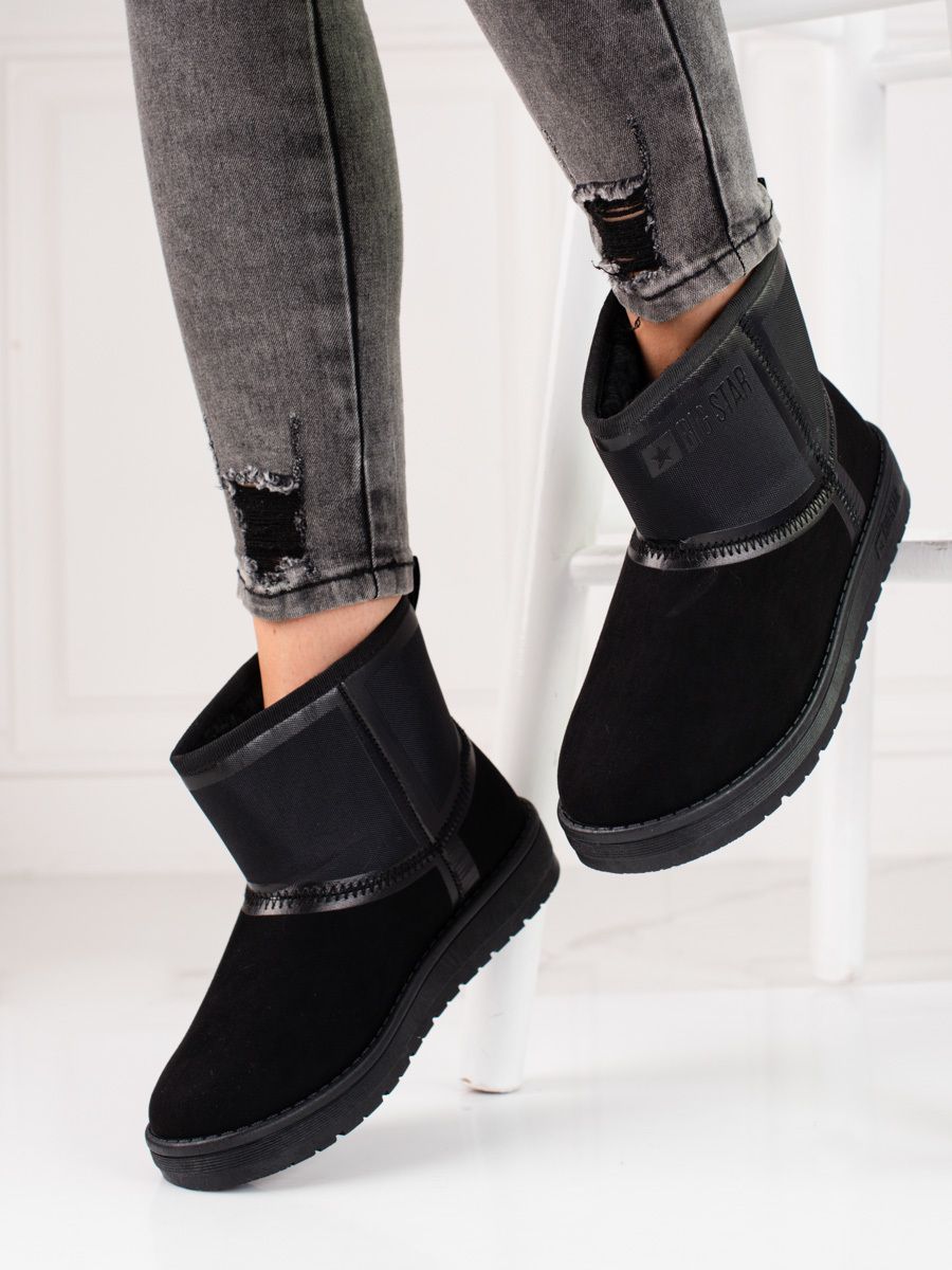 BIG STAR SHOES Black suede snow boots women short BIG STAR KK274614
