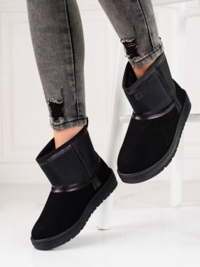 BIG STAR SHOES Black suede snow boots women short BIG STAR KK274614