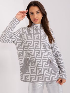 Women's off-white turtleneck with patterns