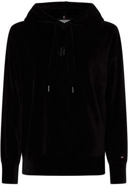 Tommy Hilfiger Mikina - RELAXED VELVET HOODIE čierna