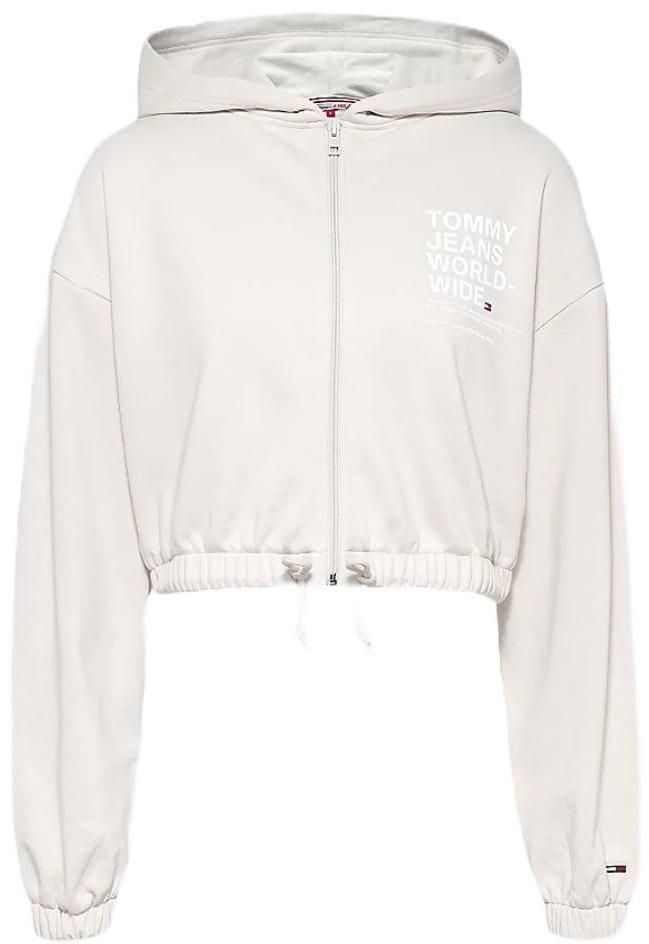 Tommy Jeans Mikina - TJW CROP WORLDWIDE ZIP THRU béžová