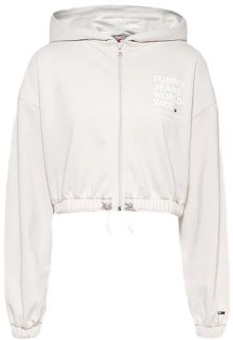 Tommy Jeans Mikina - TJW CROP WORLDWIDE ZIP THRU béžová