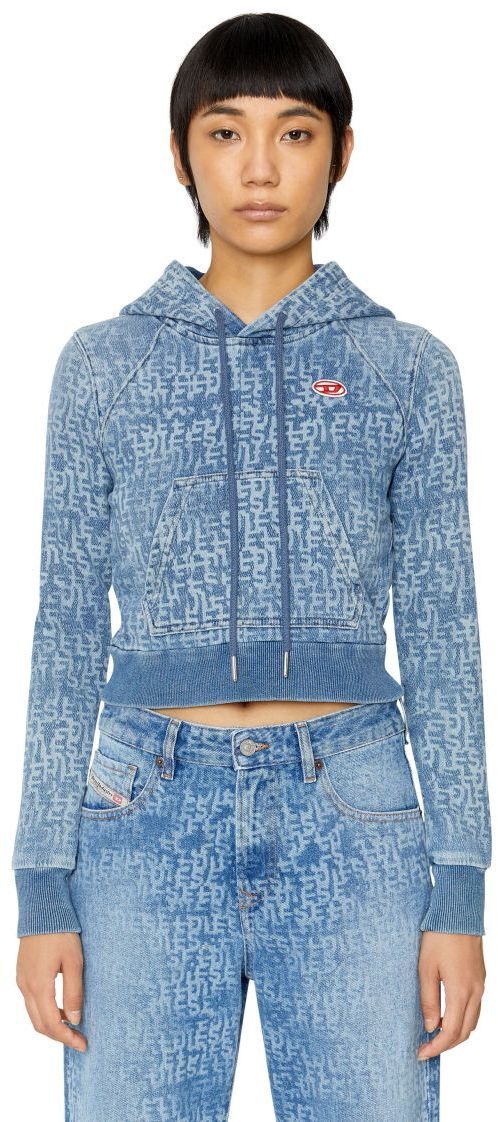 Diesel Mikina - D-ANGY-HOOD-NE SWEAT-SHIRT modrá