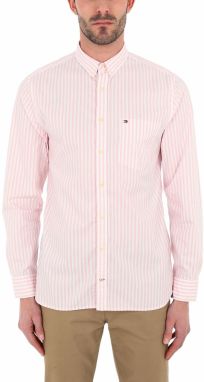 Tommy Hilfiger Košeľa - ORGANIC OXFORD STRIPE SHIRT ružovo-biela