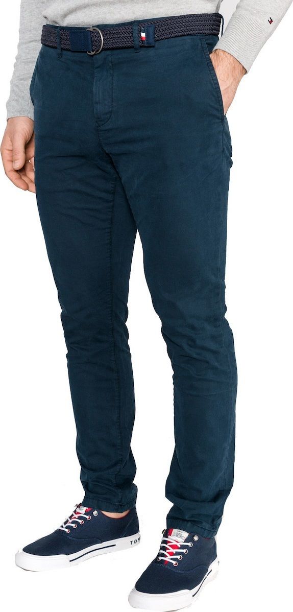 Tommy Hilfiger Nohavice - DENTON CHINO BELT tmavomodré