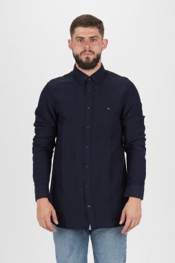 Tommy Hilfiger Košeľa - SLIM LINEN VISCOSE SHIRT tmavomodrá