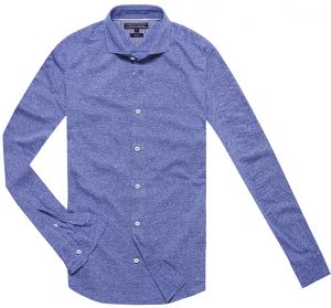 Tommy Hilfiger Košeľa - SLUB OXFORD SHIRT POLO L/S SF modrá
