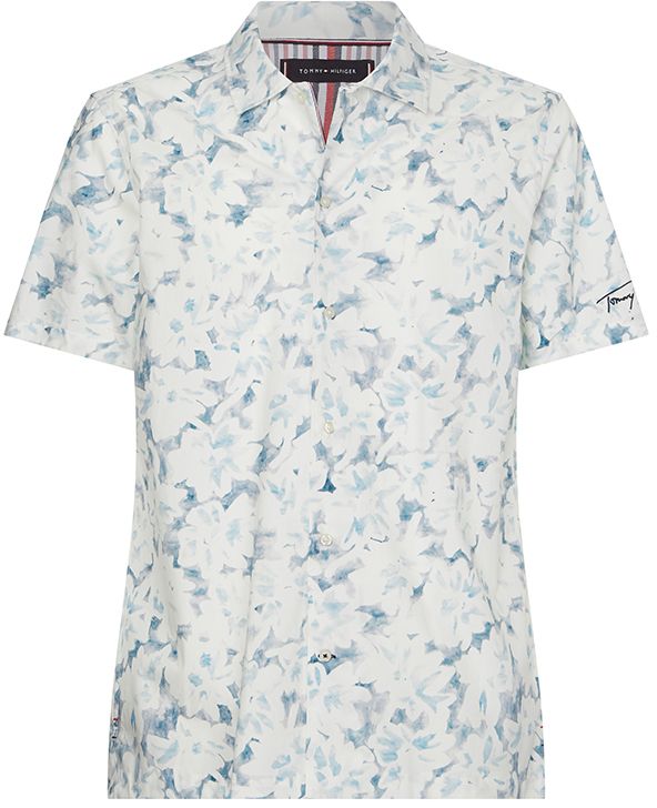 Tommy Hilfiger Košeľa - TIE DYE PRINT SHIRT S/S bielo-modrá