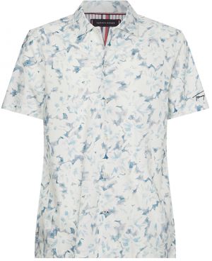Tommy Hilfiger Košeľa - TIE DYE PRINT SHIRT S/S bielo-modrá