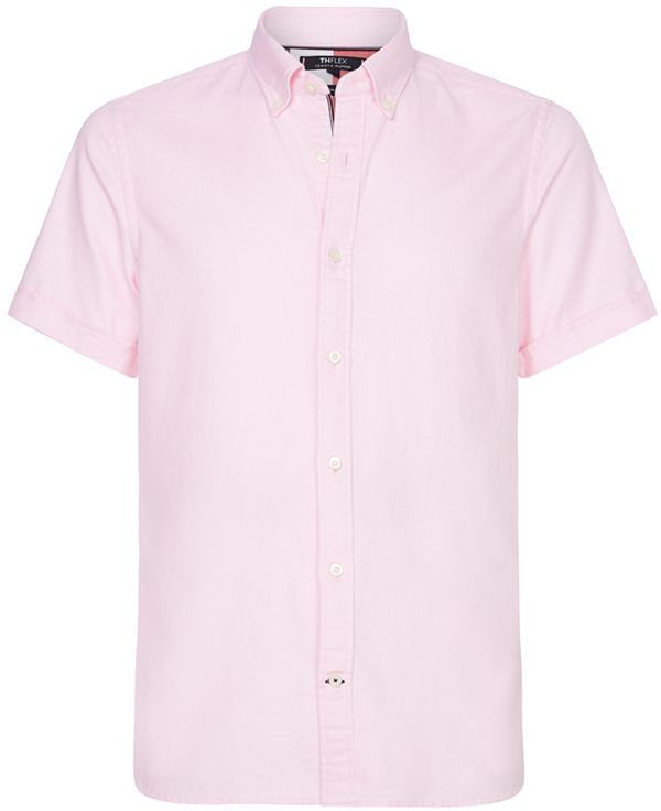 Tommy Hilfiger Košeľa - SLIM FLEX CO/LI DOBBY SHIRT S/S ružová