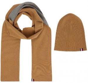 Čiapka a šál - Tommy Hilfiger GP MERINO SCARF & BEANIE hnedé
