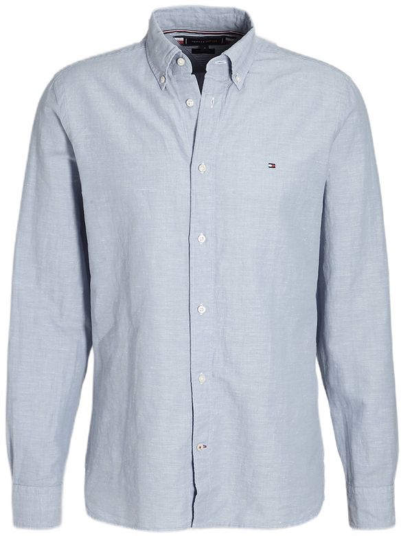 Tommy Hilfiger Košeľa - COTTON LINEN DOBBY RF SHIRT modrá