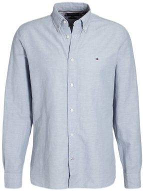 Tommy Hilfiger Košeľa - COTTON LINEN DOBBY RF SHIRT modrá