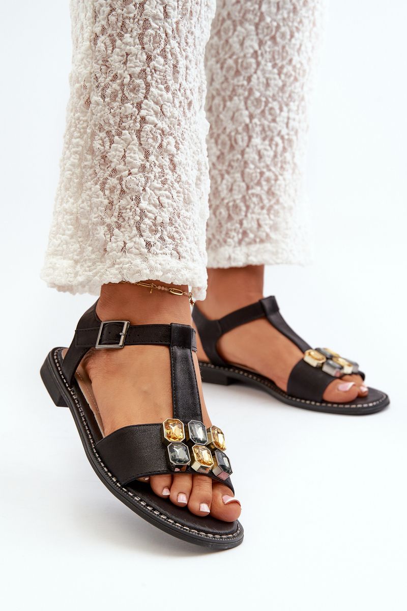 Elegant women's sandals with decorative details S.Barski Black