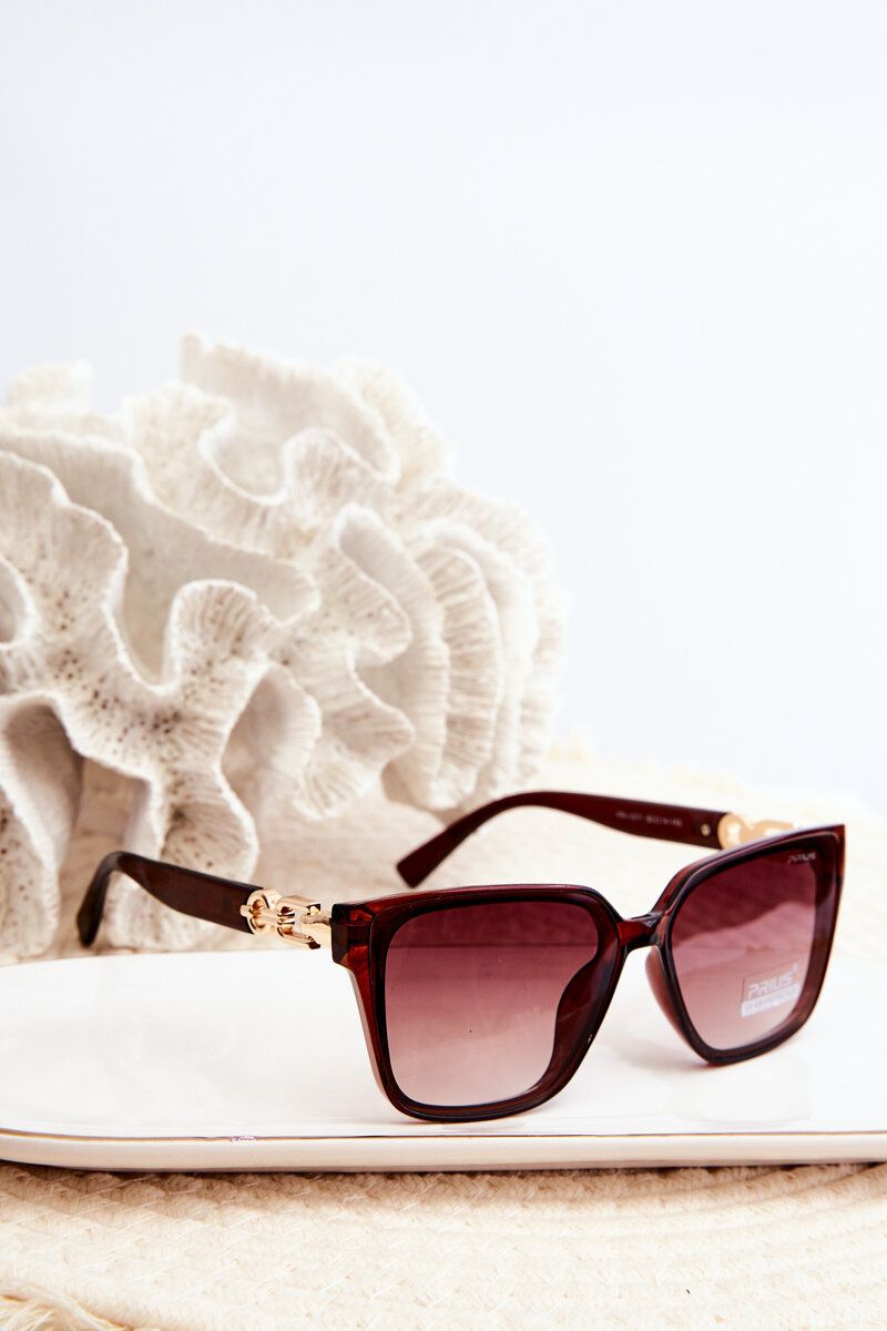 Women's Sunglasses with Decorative Details: UV400 Dark Brown