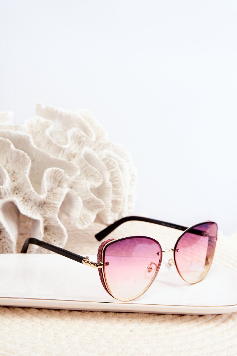 Women's Sunglasses with Glitter Inserts UV400 Rose Gold