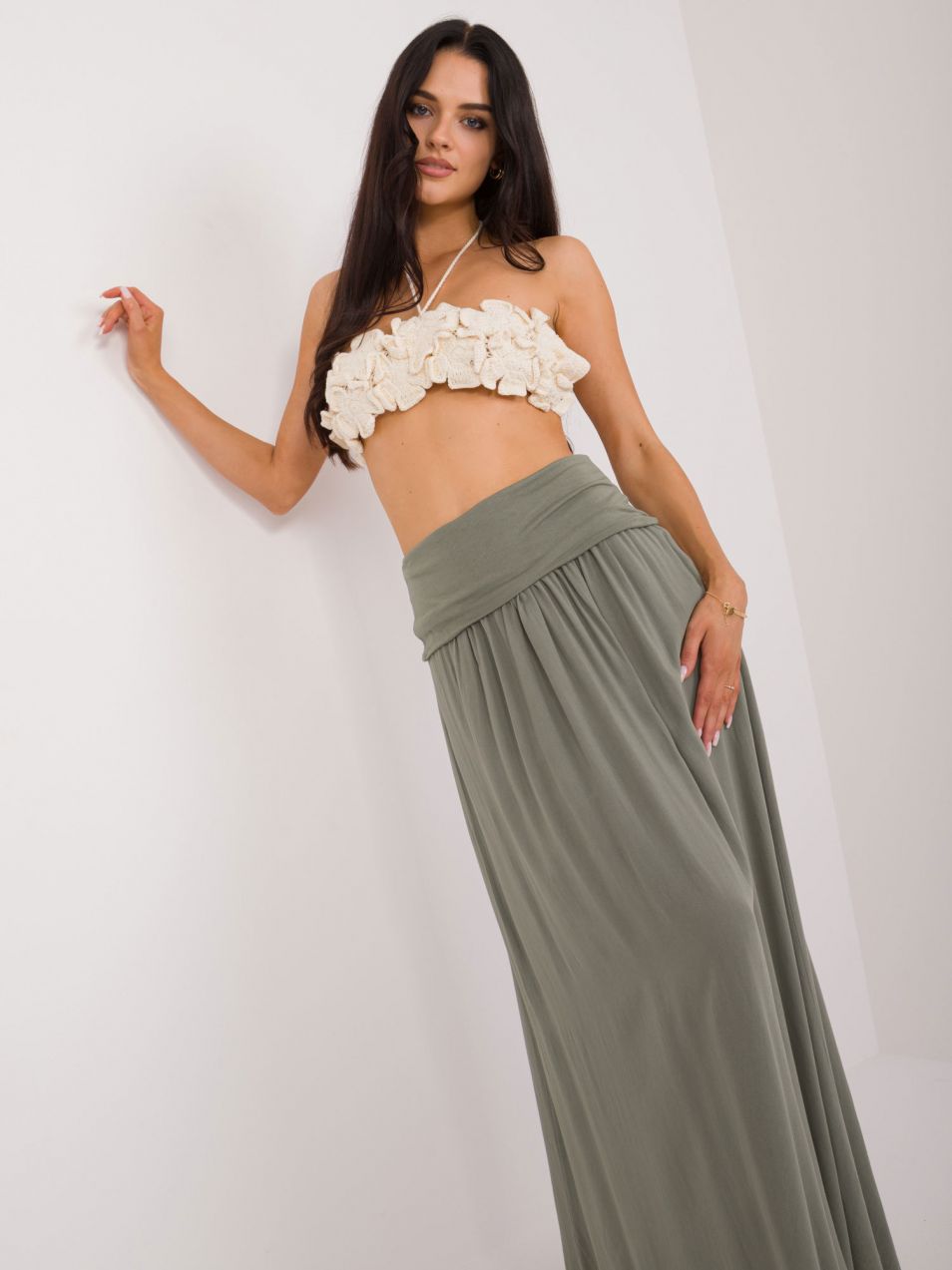 Khaki Flared Skirt Clarence OCH BELLA
