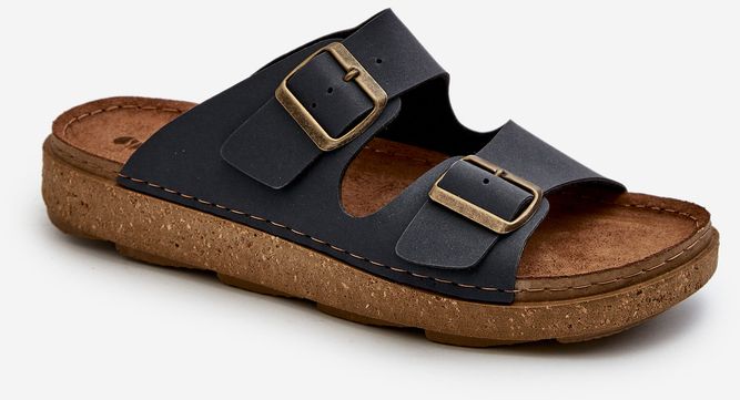 Lightweight, comfortable men's slippers with Inblu buckles dark blue