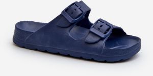 Lightweight Boys' Foam Slippers with Buckles Navy Blue Adirnaca