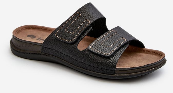 Comfortable men's slippers with Velcro fastener Inblu Black