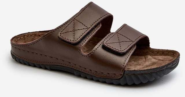 Comfortable Men's Velcro Slippers Inblu Dark Brown