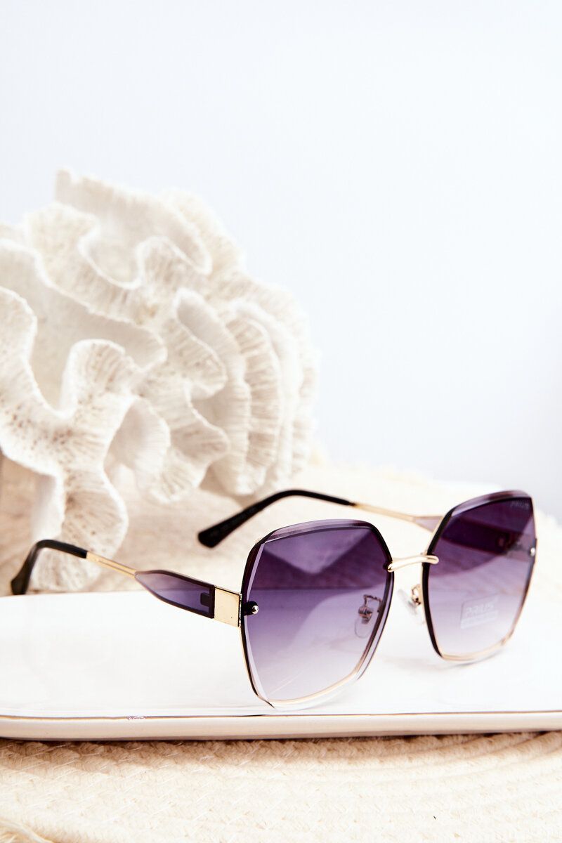 Women's Sunglasses with UV400 Shaded Lens - Black/Gold
