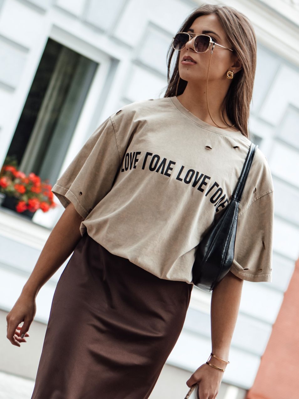 Women's T-shirt with print BONGANIR beige Dstreet