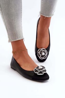 Women's ballerinas made of eco leather with decorative detail black divinella
