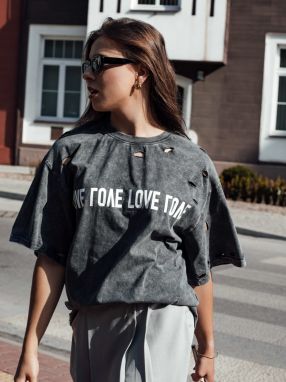 Women's T-shirt with BONGANIR graphite Dstreet print