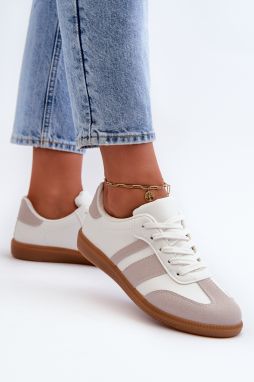 Women's low eco leather sneakers white and grey Relialia