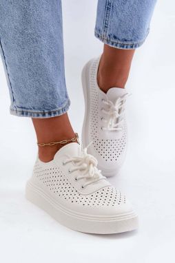 Openwork sneakers on a white Tanvi platform
