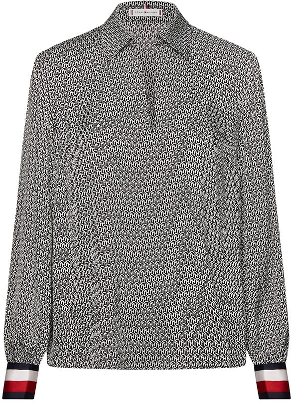 Tommy Hilfiger Košeľa - DEMI BLOUSE LS čierno-biela