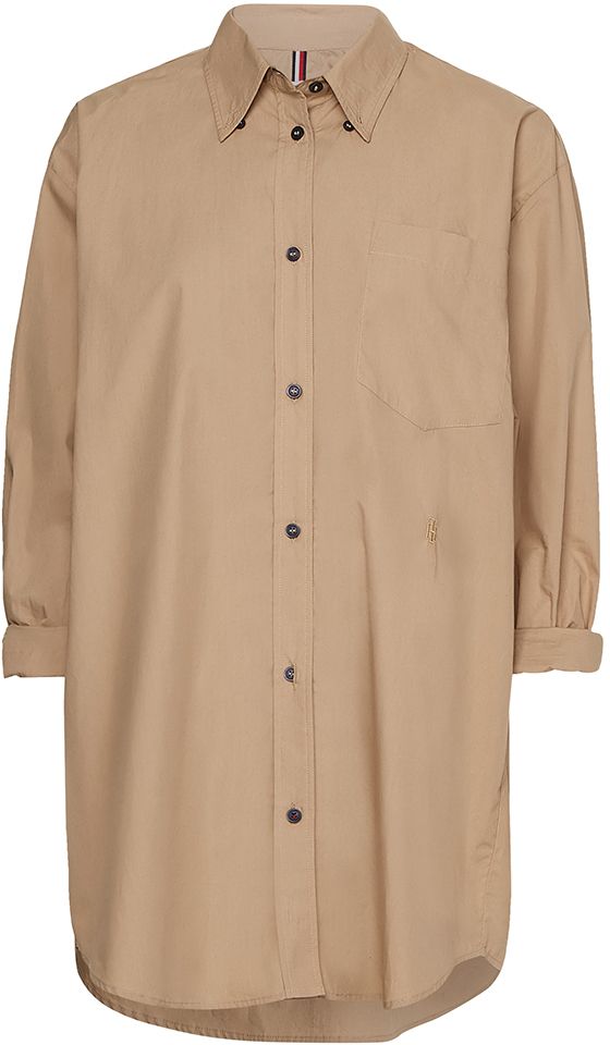 Tommy Hilfiger Košeľa - ORG COTTON OVERSIZED SHIRT LS béžová