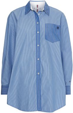 Tommy Hilfiger Košeľa - ORG CO STRIPE OVERSIZED SHIRT LS modrá