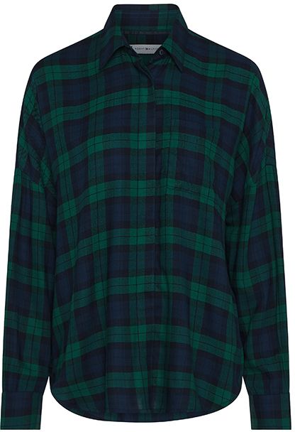 Tommy Hilfiger Košeľa - BEA TARTAN RELAXED SHIRT zelená