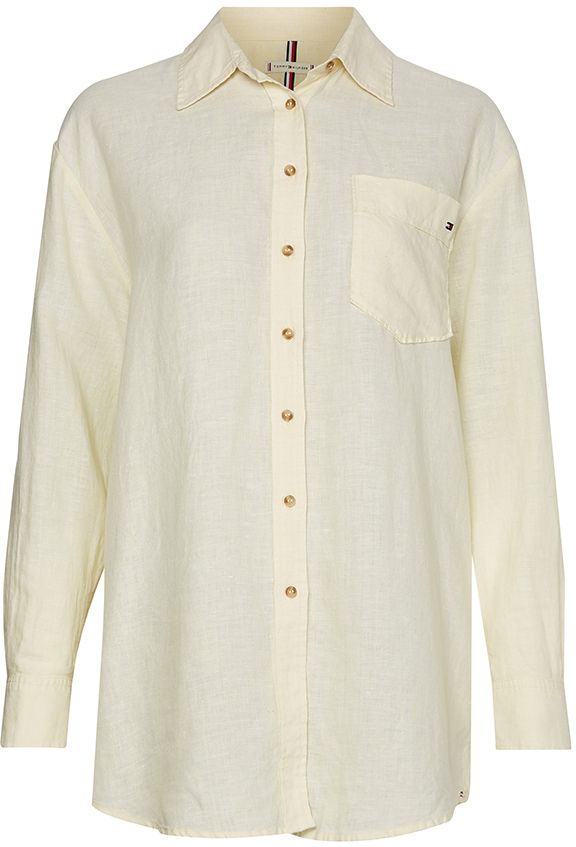 Tommy Hilfiger Košeľa - LINEN N RELAXED LONG SHIRT LS žltá