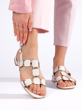 Shelvt White stylish flat sandals