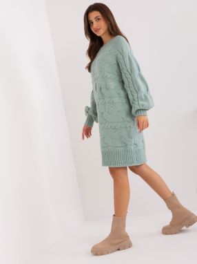 Mint knitted dress with braids