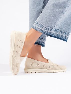 Shelvt Beige Women's Textile Slip On