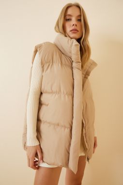 Happiness İstanbul Women's Biscuit Oversize Pocket Puffer Vest