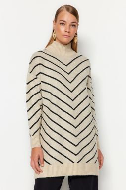 Trendyol Stone Striped High Collar Knitwear Sweater