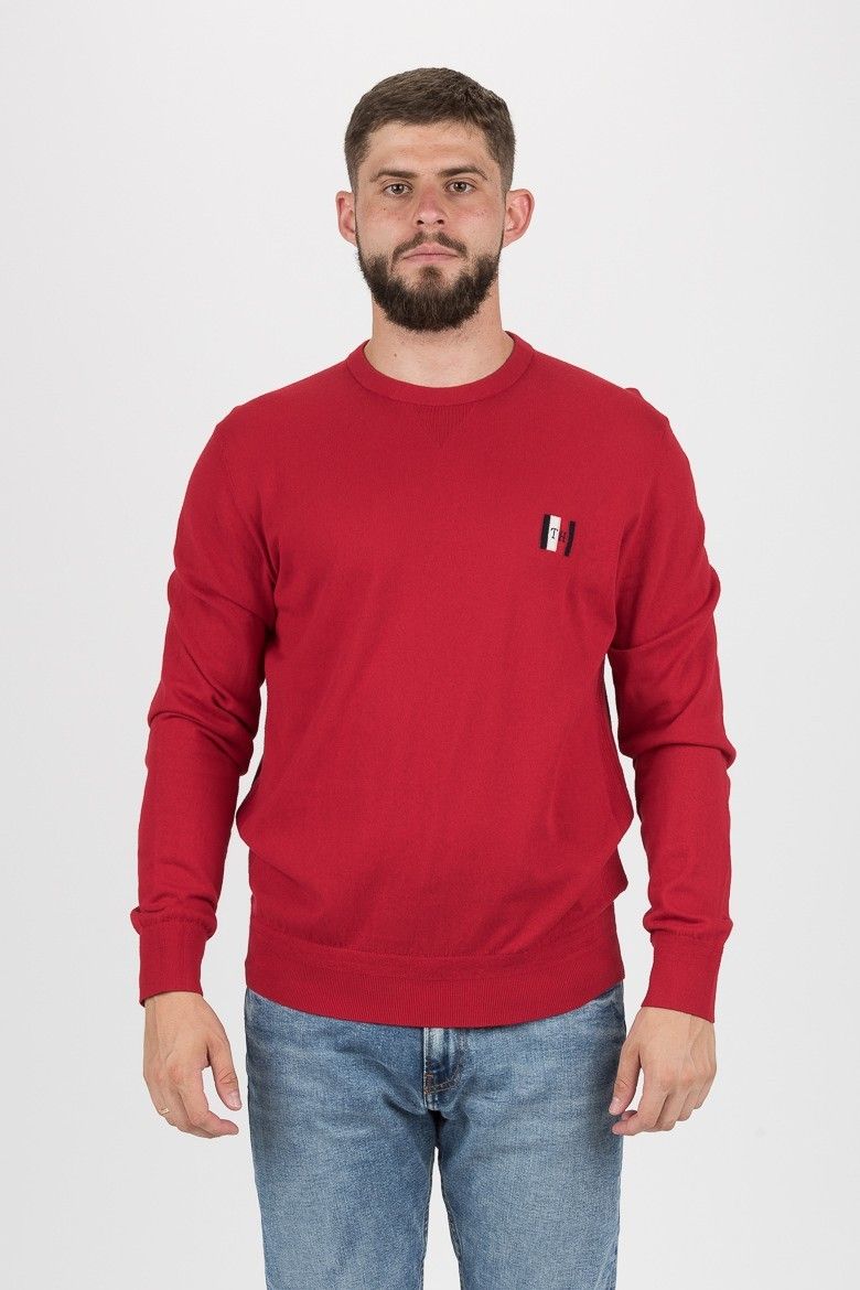 Tommy Hilfiger Sveter - PERFORMANCE ORGANIC COTTON CREW červený