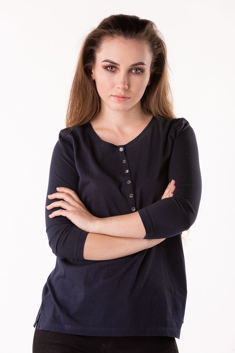 Tričko - Tommy Hilfiger JUMMY HENLEY TOP 3/4 SLV modré